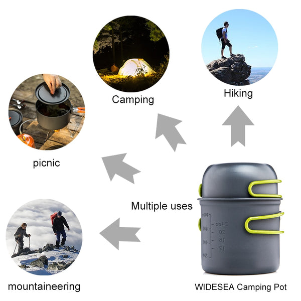 Ultralight Camping Cooking Utensils Outdoor Tableware Pot Set Hiking Picnic Travel Tourist Dishes Supplies Equipment