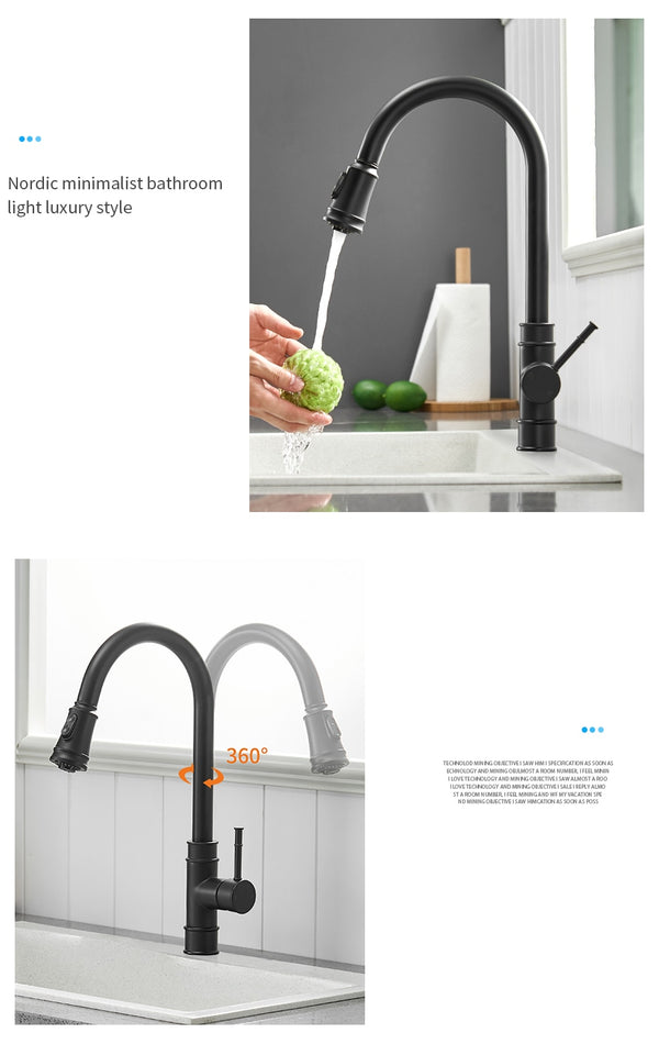 Kitchen Faucets Silver Single Handle Pull Out Kitchen Tap Single Hole Handle Swivel 360 Degree Water Mixer Tap Mixer