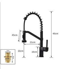 Kitchen Faucets Brush Brass Faucets for Kitchen Sink  Single Lever Pull Out Spring Spout Mixers Tap Hot Cold Water Crane