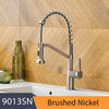 Kitchen Faucets Brush Brass Faucets for Kitchen Sink  Single Lever Pull Out Spring Spout Mixers Tap Hot Cold Water Crane