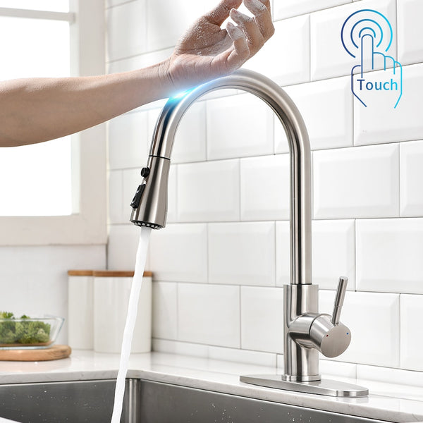 Pull Out Black Sensor Kitchen Faucets Stainless Steel Smart Induction Mixed Tap Touch Control Sink Tap Torneira De Cozinha