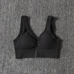 Ribbed Washed Women Sports Bra Seamless Yoga Vest Running Yoga Gym Push Up Crop Top Fitness Sports Tank Top Brassiere