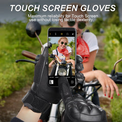 Touchscreen Leather Motorcycle Gloves Motocross Moto Motorbike Pit Biker Enduro Protective Gear Racing Full Finger Glove Men