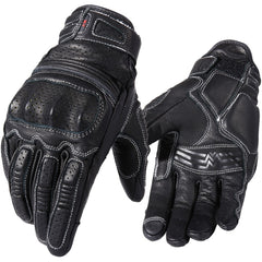 Genuine Leather Vintage Motorcycle Full Finger Gloves Rubber Guard Protection Touchscreen Motorbike Motocross ATV Racing Riding