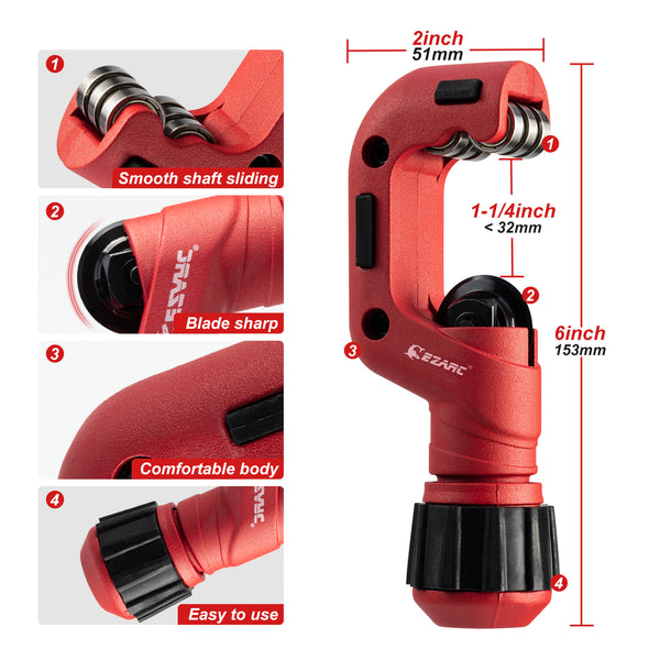 Tubing Cutter Copper Pipe Cutter 4mm to 32mm Heavy Duty Tube Cutter Tool Cutting Copper Aluminum Thin Stainless Steel Tube