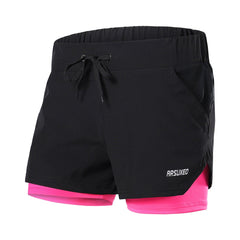 Running Shorts Women 2 in 1 Elastic Waist Gym Jogging Fitness Sports Short Female Reflective Breathable