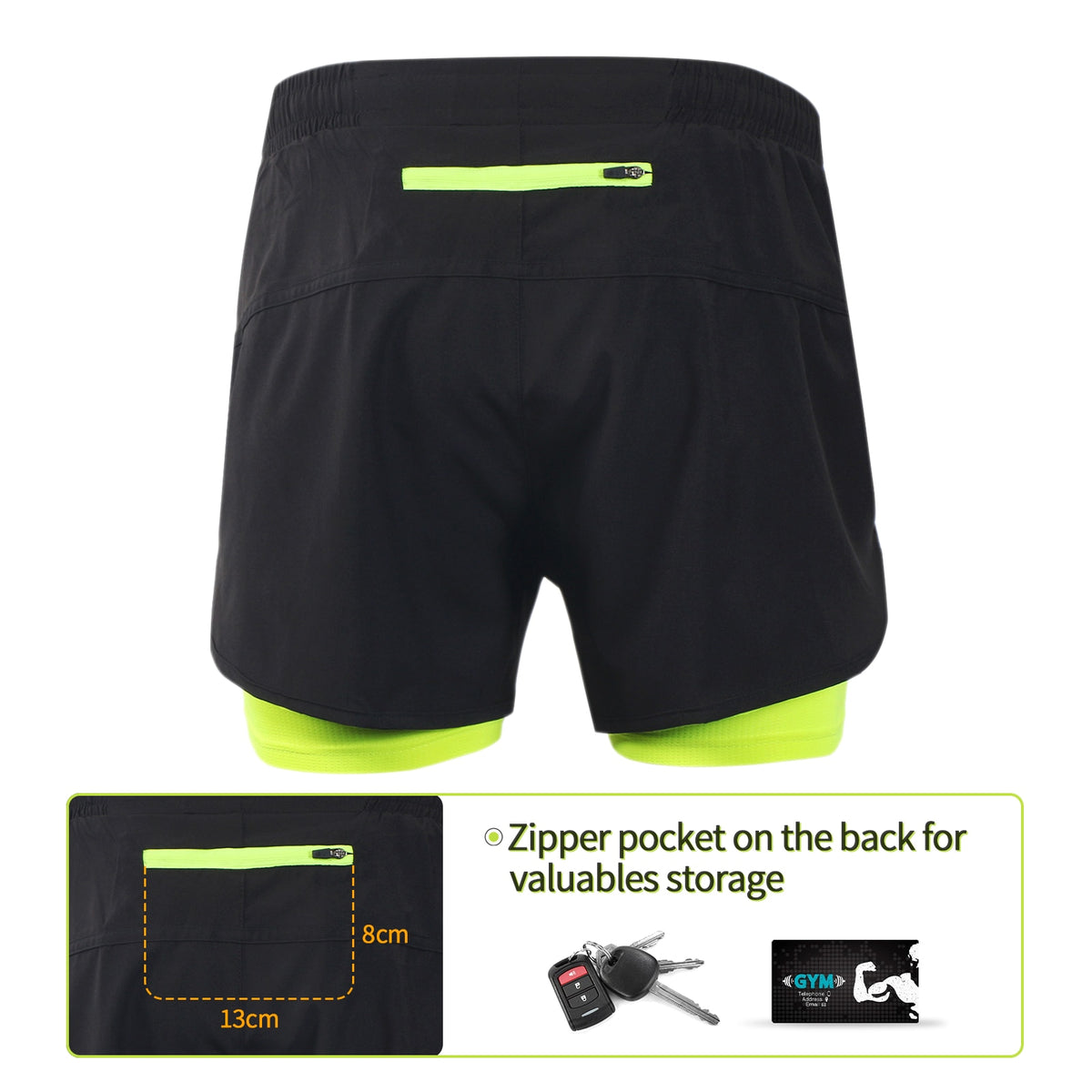 Men Running Shorts Outdoor Sports Training Exercise Jogging Gym Fitness 2 in 1 Shorts with Longer Liner Quick dry