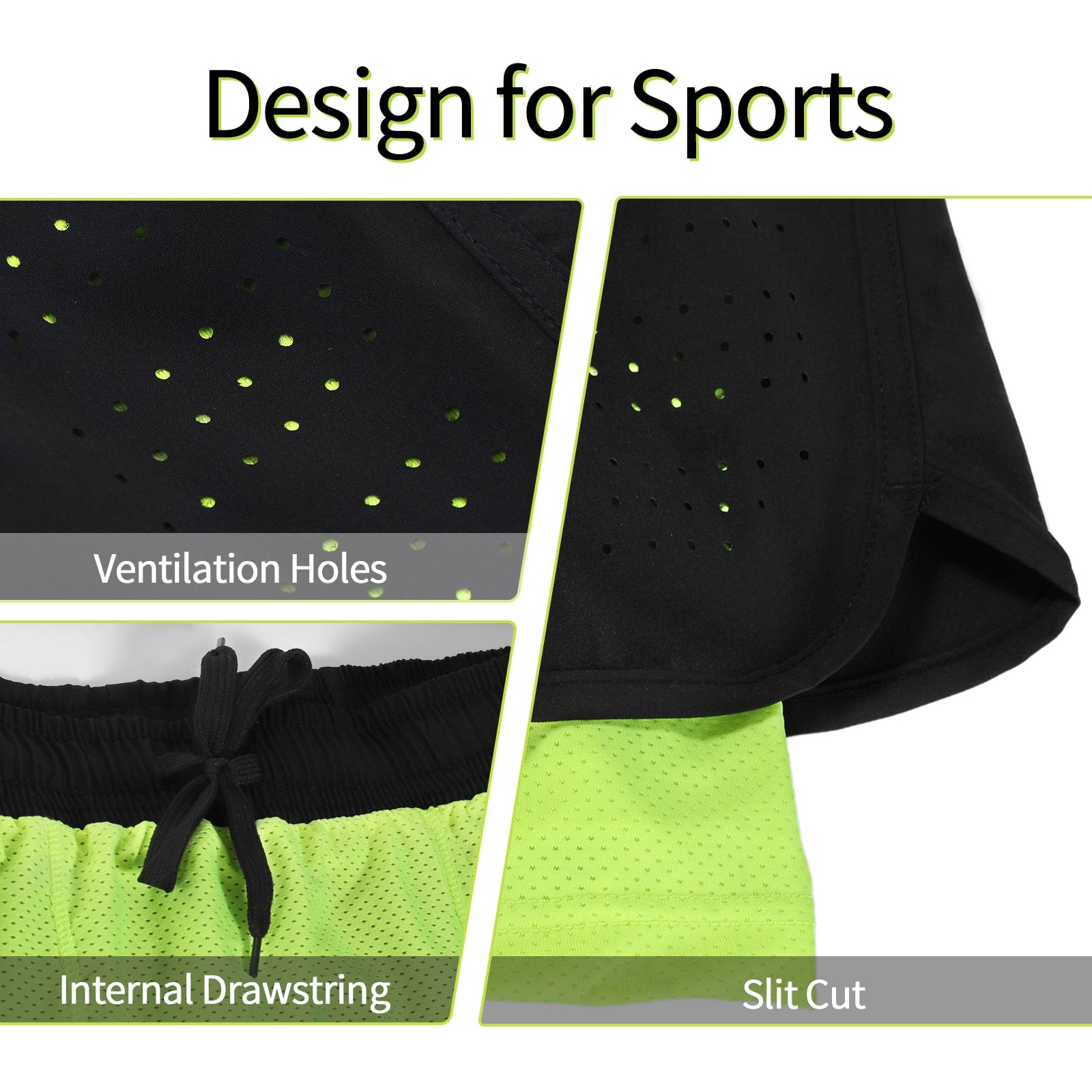 Men Running Shorts Outdoor Sports Training Exercise Jogging Gym Fitness 2 in 1 Shorts with Longer Liner Quick dry