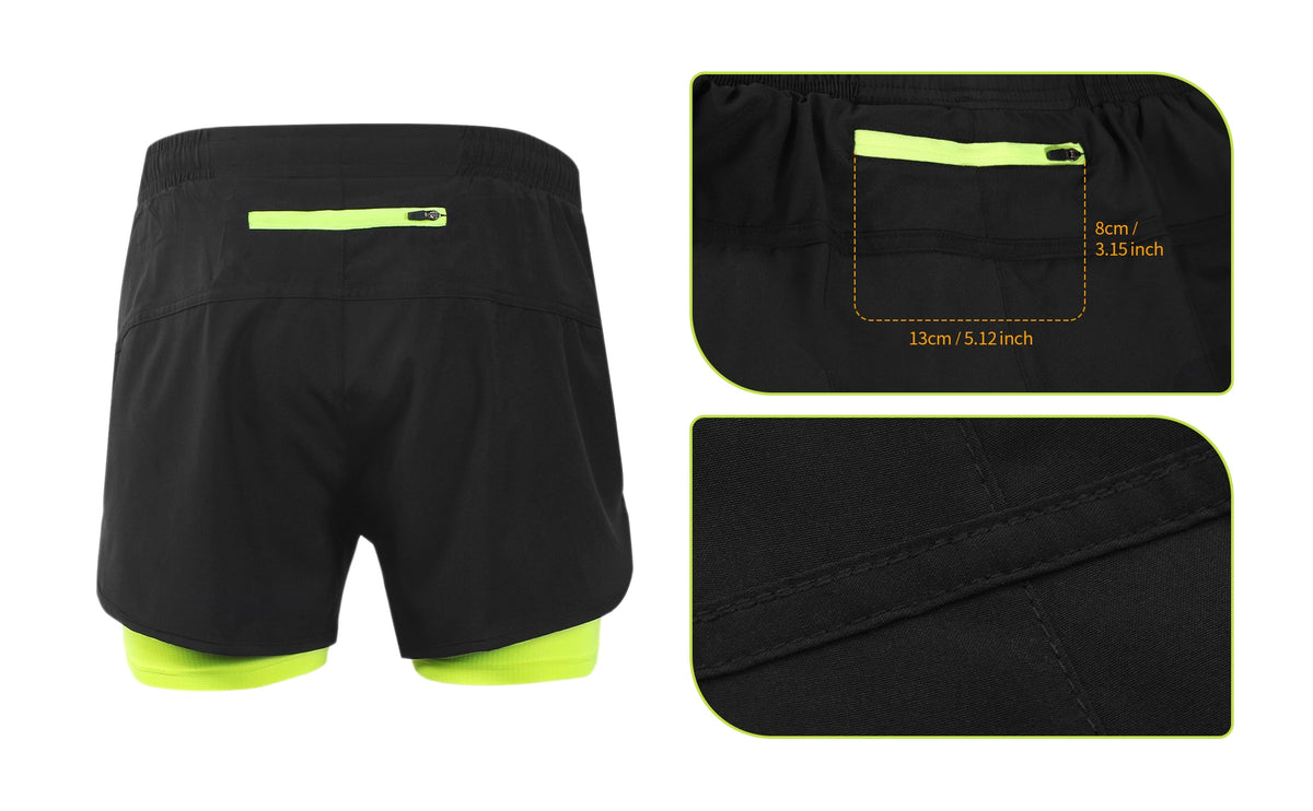 Men Running Shorts Outdoor Sports Training Exercise Jogging Gym Fitness 2 in 1 Shorts with Longer Liner Quick dry