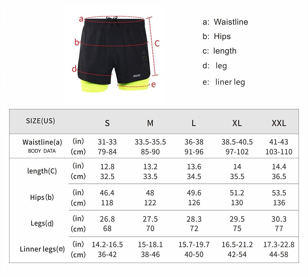 Men Running Shorts Outdoor Sports Training Exercise Jogging Gym Fitness 2 in 1 Shorts with Longer Liner Quick dry