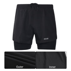 Men Running Shorts Outdoor Sports Training Exercise Jogging Gym Fitness 2 in 1 Shorts with Longer Liner Quick dry