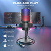 USB Microphone for Recording and Streaming on PC and Mac,Headphone Output and Touch-Mute Button,Mic with 3 RGB