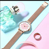 Black Technology Magic Flower Change Color in the Sun Stainless Steel Mesh Band Japan Quartz Watches for Women