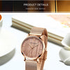 Arrival  Japan Quartz Movement Wood grain Walnut Fashion Stainless Steel Mesh Band Waterproof Women Wrist watches