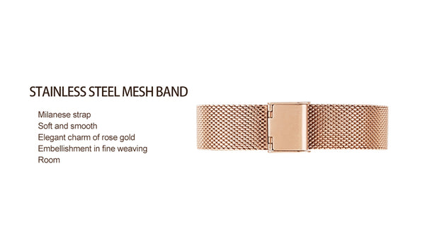 1 Set Bracelet & watch  Japan Quartz Lady Stainless Steel Mesh Double Surface Dial Gradient Rose Gold 30m Waterproof Women Watch