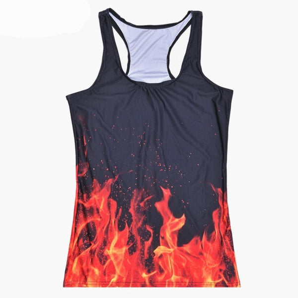 Qickitout Tops 2016 Summer Women Blouses Strapless Sleeveless Digital Print Casual Strap Combustion Flame Tank Tops Ladies' Vest | Vimost Shop.