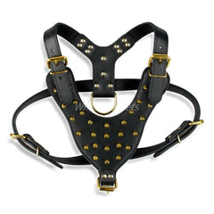 Gold Spikes Studded Leather Dog Pet Harness For Large Dogs Pitbull Boxer