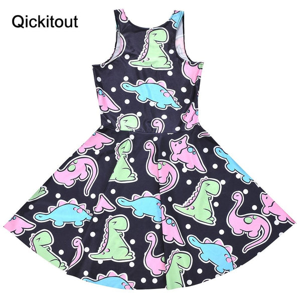 Girl's dress sexy Hot Women Dress Digital Print Cute animal cartoon dinosaur Summer Sleeveless Beach DRESS vestidos | Vimost Shop.