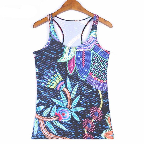 Summer Women Blouses Strapless Sleeveless Digital Print Casual Strap Blue Jellyfish Tank Tops Ladies' Vest | Vimost Shop.
