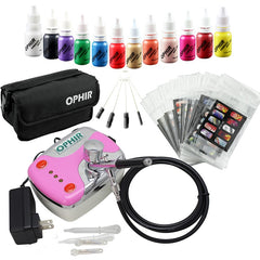 0.3mm Nail Airbrush Kit with Air Compressor 12 Nail Inks 20x Nail Art Stencils & Bag & Cleaning Brush Nail Tools_OP-NA001P | Vimost Shop.