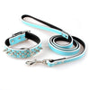 Padded Leather Studded Spiked Dog Collar & Leash Set For S M L Dogs