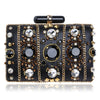 Embroidery Women Handbags Beaded Chain Accessory Metal Day Clutches Party Wedding Evening Bags One Side Diamonds Purse