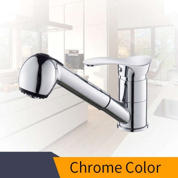 Kitchen Faucets 360 Degree Swivel Pull Out Kitchen Sink Faucet Water-Saving Polished black Basin Crane Mixer Brass Tap