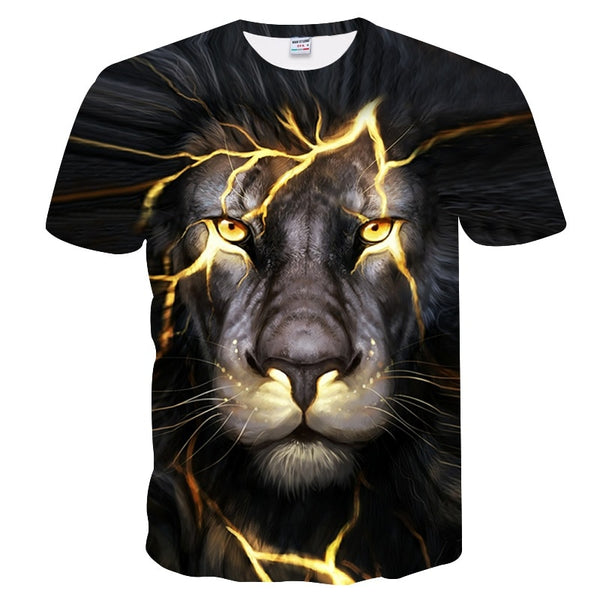 Newest 3D Print Lightning lion Cool T-shirt Men/Women Short Sleeve Summer Tops Tees T shirt Fashion | Vimost Shop.