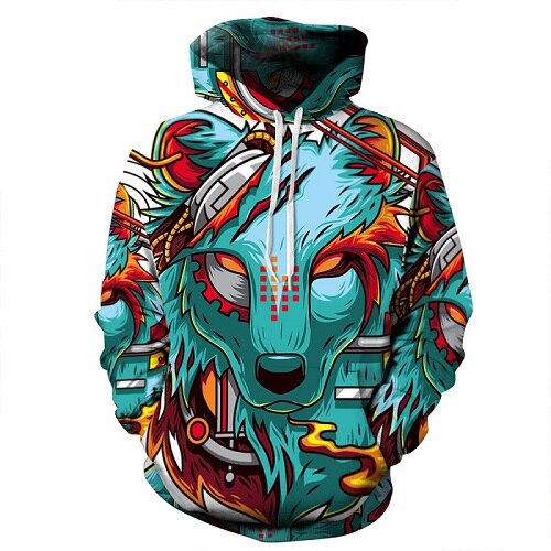 Fashion Autumn Winter Thin 3d Sweatshirts Men/Women Hooded Hoodies Print Wolf demon Hoody Pullover | Vimost Shop.