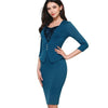 Vintage Brief Elegant Lace Casual Work 3/4 Sleeve Sweat Heart-Neck Bodycon Slim Women Office Pencil Dress | Vimost Shop.