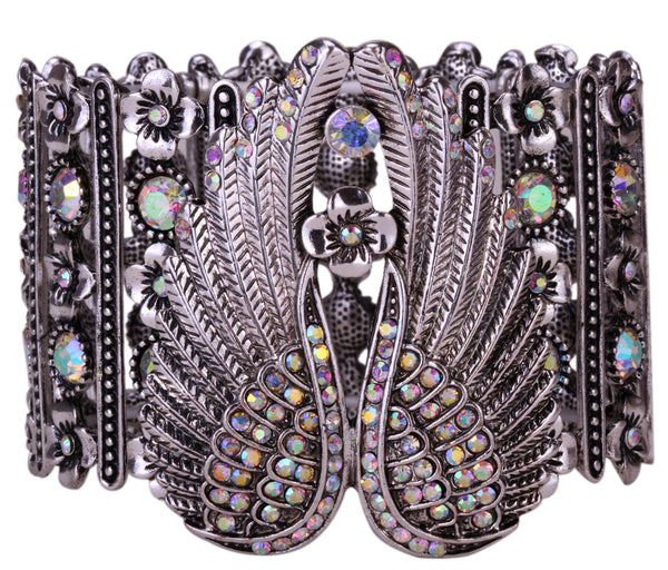 Guardian Angel Wings Stretch Cuff Bracelet for Women Biker Crystal Punk Jewelry Gift Antique Silver Color Dropshipping D05 | Vimost Shop.