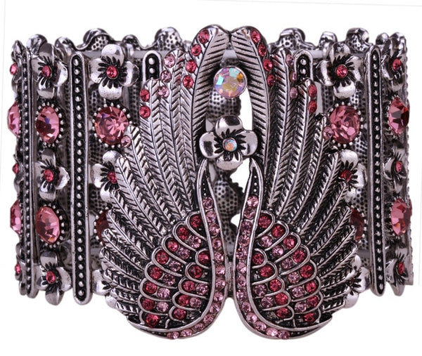 Guardian Angel Wings Stretch Cuff Bracelet for Women Biker Crystal Punk Jewelry Gift Antique Silver Color Dropshipping D05 | Vimost Shop.