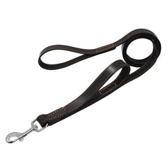 Genuine Leather Dog Leash 2 Handles Dogs Leash With Traffic Handle For Medium Large Dogs Pet Walking Traning Huskies