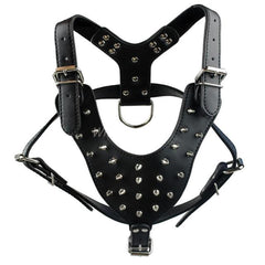 Spiked Leather Dog Harness Spikes Studded Pet Harnesses For Medium Large Dogs Pitbull Black Color