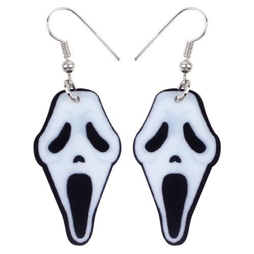 Acrylic Halloween Howling Ghost Earrings Dangle Drop Big Long Fashion Jewelry For Women Girl Ladies Teens Kid Accessories | Vimost Shop.
