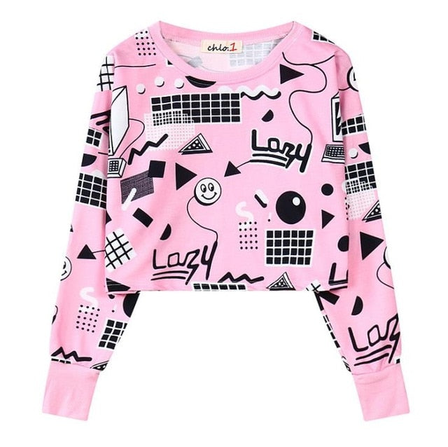 Women Harajuku Geometry Printed Sweatshirts | Vimost Shop.