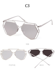 Irregular Polygon Sunglasses Women Man Brand Designer Metal Frame Hollow Out Pilot Sun Glasses Mirror UV400 Female | Vimost Shop.