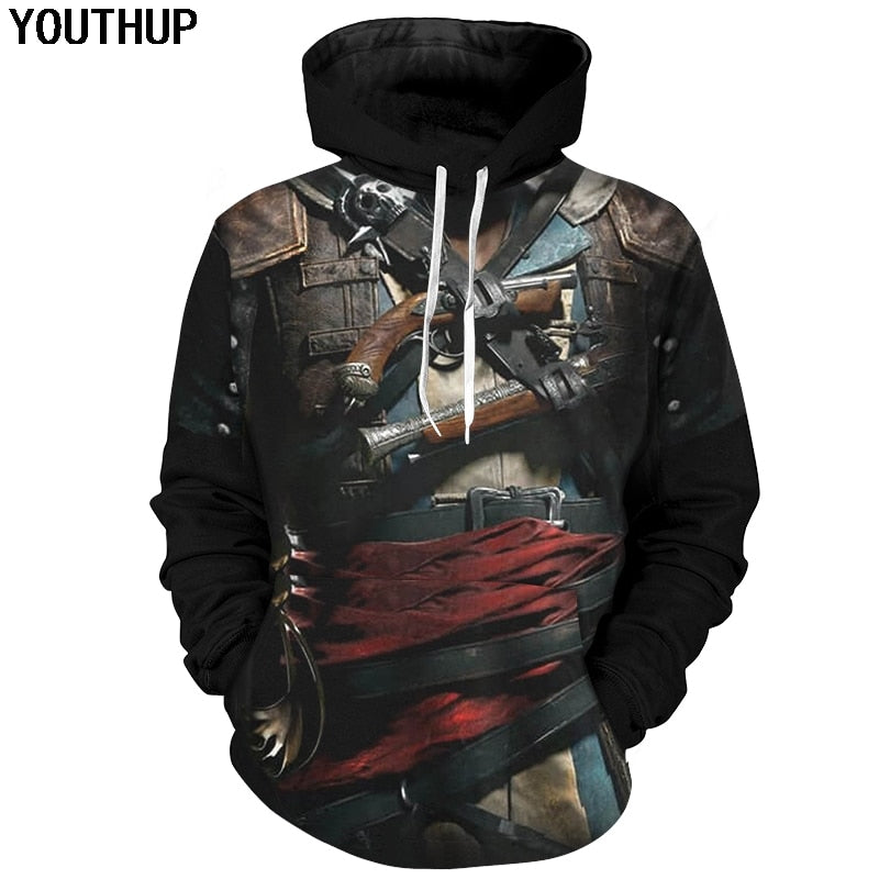 3d Hoodies Assassin Armor 3D Print Hoodies Cool Cosplay Hooded Sweatshirts Men 3d Pullover Streetwear | Vimost Shop.