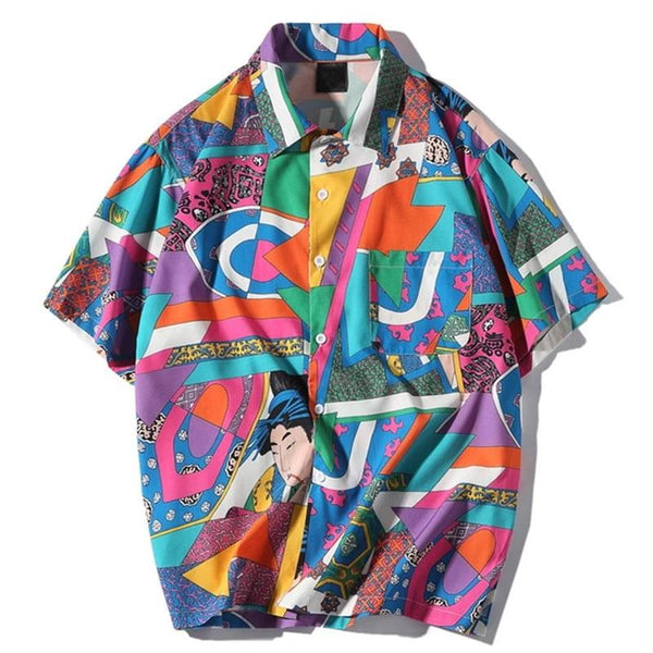 Harajuku Hip Hop Color Block Short Sleeve Shirt | Vimost Shop.