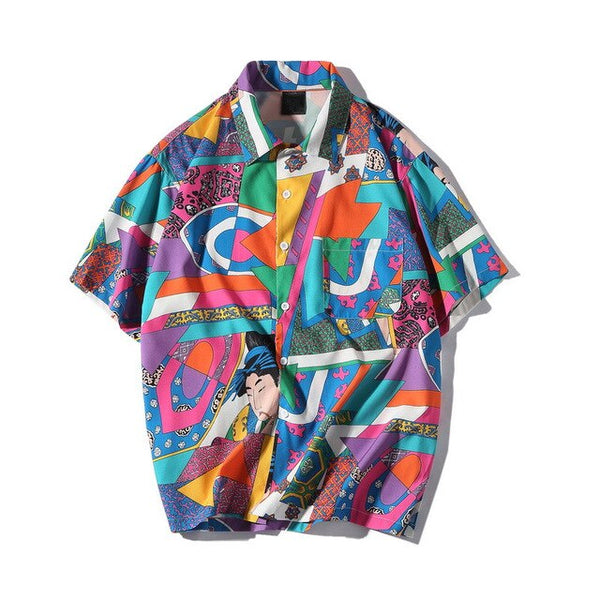 Harajuku Hip Hop Color Block Short Sleeve Shirt | Vimost Shop.