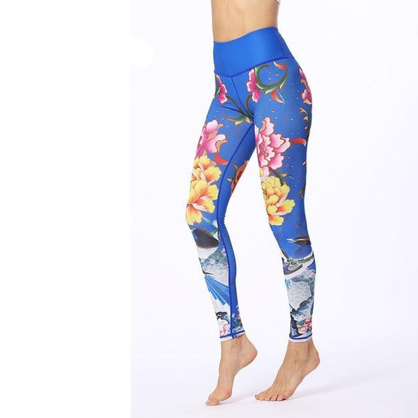Flower Printed Fitness Leggings Women Gym Tights High Waist Yoga Pants | Vimost Shop.