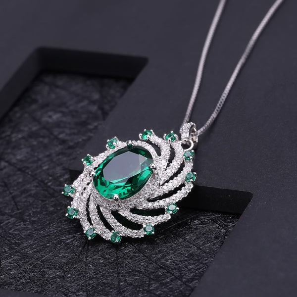 Huge Luxury Nano Emerald Pendant 925 Sterling Silver Vintage Pendant Necklace For Women Gift Fine Jewelry | Vimost Shop.