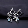 Flower Design 3.89t Natural Sky Blue Topaz Gemstone Drop Earrings For Bridal 925 Sterling Silver Wedding Jewelry | Vimost Shop.