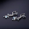 Flower Design 3.89t Natural Sky Blue Topaz Gemstone Drop Earrings For Bridal 925 Sterling Silver Wedding Jewelry | Vimost Shop.