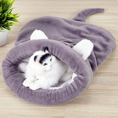 Warm Coral Fleece Cat Sleeping Bag Bed For Puppy Small Dogs Pets Cat Mat Bed Kennel House  Warm Sleeping Bed For Pets