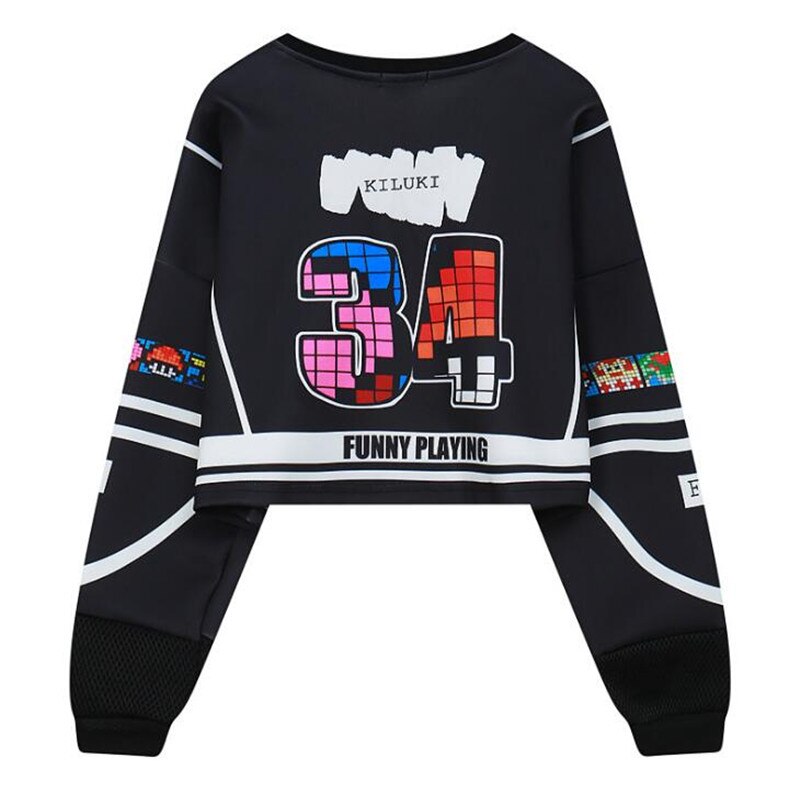 Long Sleeve Hollow Out Patchwork Printed Sweatshirt | Vimost Shop.