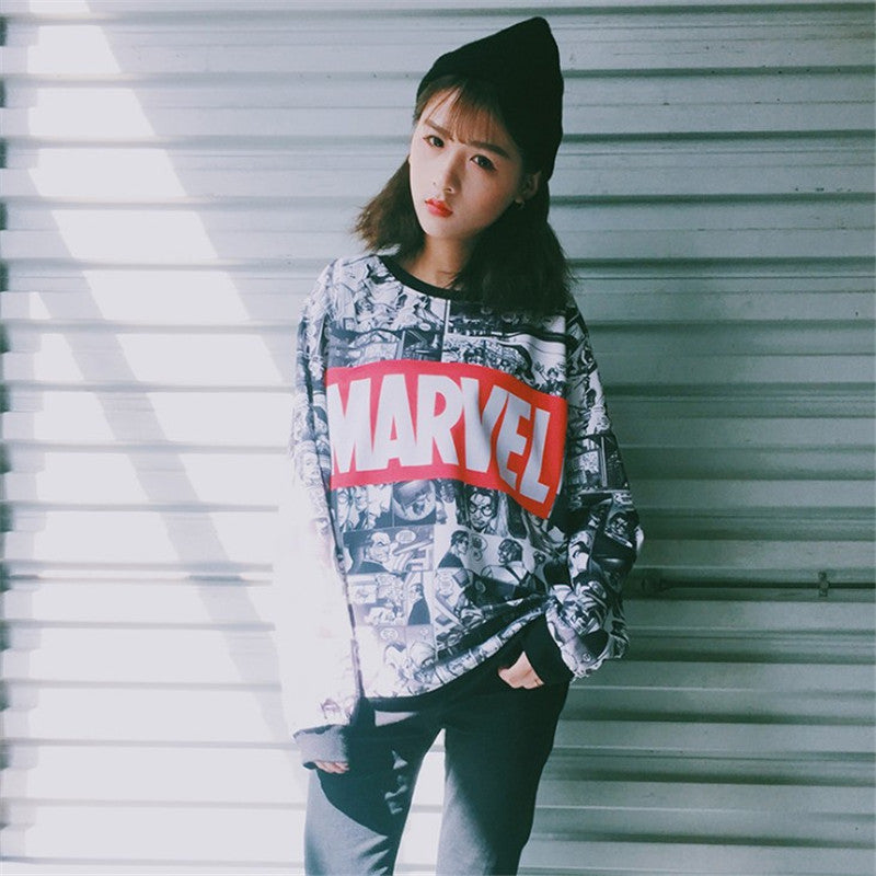 Woman Harajuku Anime Portrait Print Sweatshirts | Vimost Shop.