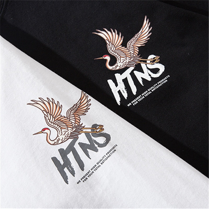 Japanese Style Crane Printed Cotton T Shirts 2019 Harajuku Mens Summer Oversize Graffiti Tops & Tees | Vimost Shop.