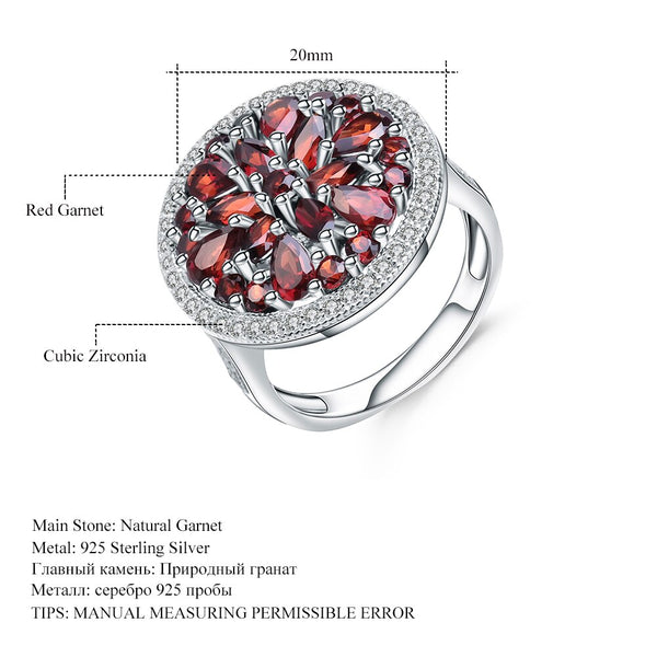3.88Ct Round Natural Red Garnet Gemstone Ring 925 Sterling Silver Vintage Cocktail Rings for Women Fine Jewelry | Vimost Shop.