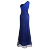 Women's One Shoulder Evening Dresses Pleat Beading Sequin Mermaid Party Gown Blue | Vimost Shop.